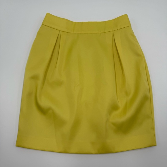 kate spade Women’s Duchess Satin Pencil Skirt 2 Light Chartreuse Yellow - Picture 2 of 9